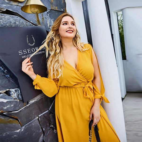 maketina v neck plus szie dress 2021 new arrivals women long sleeve tie waist yellow dress fashion loose maxi 4xl, Black;gray
maketina v neck plus szie dress 2021 new arrivals women long sleeve tie waist yellow dress fashion loose maxi 4xl, Black;gray