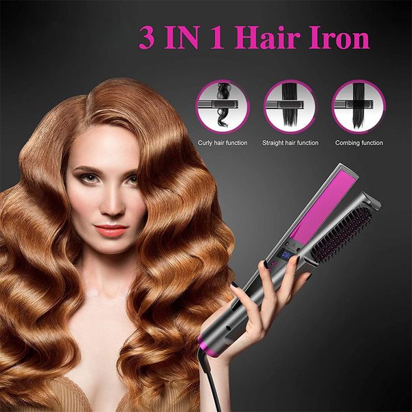 professional hair straightener, 3 in 1 flat iron for hair, hair straightener and curler , electric comb hair straightener, Black
professional hair straightener, 3 in 1 flat iron for hair, hair straightener and curler , electric comb hair straightener, Black