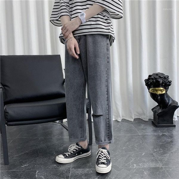 ripped straight jeans men's fashion washed retro casual hole jeans men streetwear wild loose hip hop denim trousers mens 28-381, Blue
ripped straight jeans men's fashion washed retro casual hole jeans men streetwear wild loose hip hop denim trousers mens 28-381, Blue