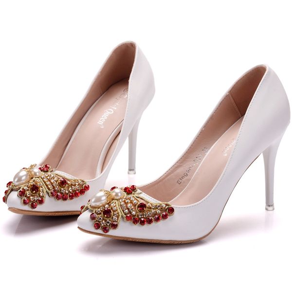 new fashionl white rhinestone flowers pointed toe dress shoes for women 9cm heels elegant wedding shoes thick heel dress shoes, Black
new fashionl white rhinestone flowers pointed toe dress shoes for women 9cm heels elegant wedding shoes thick heel dress shoes, Black