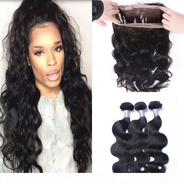 360 lace frontal closure with bundle brazilian body wave human hair 3 bundles with 360 frontal baby hair, Black;brown
360 lace frontal closure with bundle brazilian body wave human hair 3 bundles with 360 frontal baby hair, Black;brown