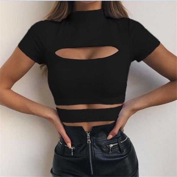 women's hollow out t-shirt short sleeves stretch leotard soild color high neck new slim fashion t shirts selling, White
women's hollow out t-shirt short sleeves stretch leotard soild color high neck new slim fashion t shirts selling, White