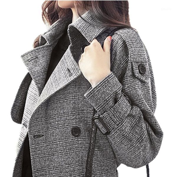 plaid wool coat for women autumn winter korean double-breasted windbreaker coat female large size long woolen trench y2181, Black
plaid wool coat for women autumn winter korean double-breasted windbreaker coat female large size long woolen trench y2181, Black