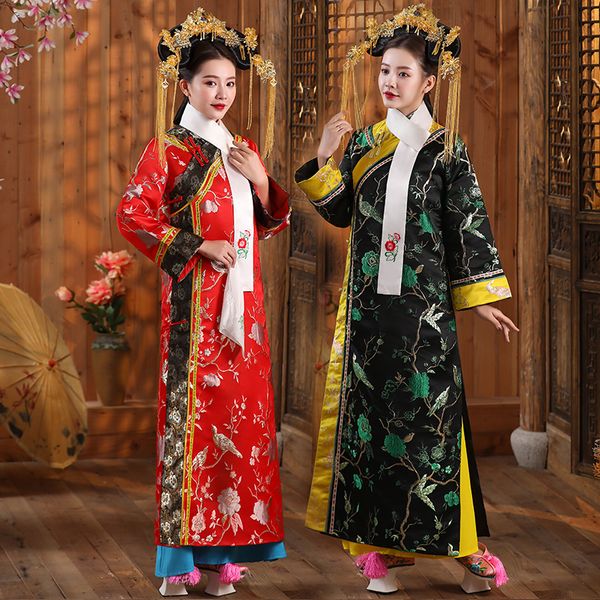 qing dynasty princess empress costume vintage embroidery ethnic clothing elegant asian gown tv film performance stage wear, Black;red
qing dynasty princess empress costume vintage embroidery ethnic clothing elegant asian gown tv film performance stage wear, Black;red