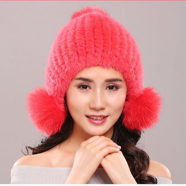 beanie/skull caps real hat winer warm women knitting natural fur pompom ball with earflap outdoor ear protection r4, Blue;gray
beanie/skull caps real hat winer warm women knitting natural fur pompom ball with earflap outdoor ear protection r4, Blue;gray