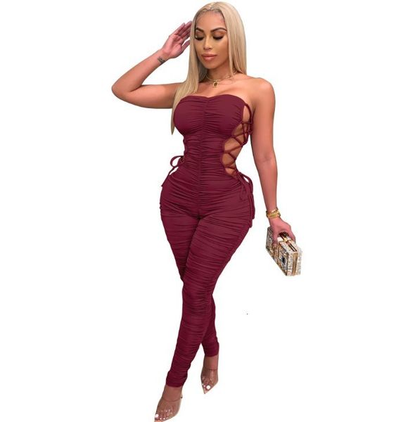 da 2422b 2021 tube pleated double-sided strappy jumpsuit, White;black
da 2422b 2021 tube pleated double-sided strappy jumpsuit, White;black