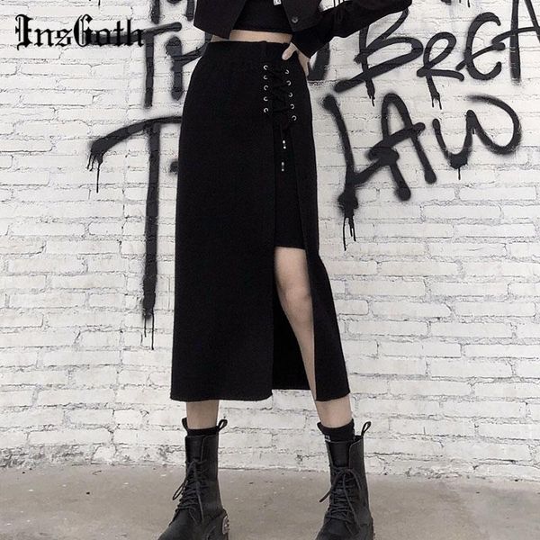 insgoth harajuku vintage black midi skirt gothic lace up high waist skirt female punk streetwear hollow out bandage
insgoth harajuku vintage black midi skirt gothic lace up high waist skirt female punk streetwear hollow out bandage