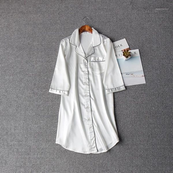 women's sleepwear faux silk women sleepdress casual half sleeve lapel collar nightwear homewear ladies soft dress women1, Black;red
women's sleepwear faux silk women sleepdress casual half sleeve lapel collar nightwear homewear ladies soft dress women1, Black;red