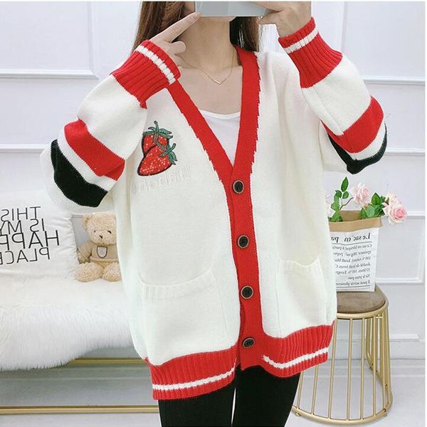 women's knits & tees cardigan coats women autumn loose casual sweater 2021 korean style vintage v-neck floral female knitted cardigans, White
women's knits & tees cardigan coats women autumn loose casual sweater 2021 korean style vintage v-neck floral female knitted cardigans, White