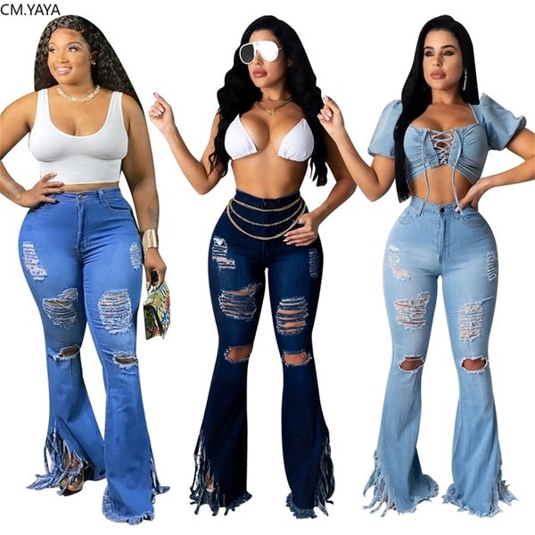 cm.yaya tassel hem denim pants women retro solid hole jeans ripped flare trousers street skinny high waist lady pants 201223, Blue
cm.yaya tassel hem denim pants women retro solid hole jeans ripped flare trousers street skinny high waist lady pants 201223, Blue
