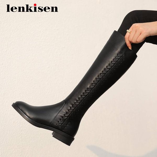 lenkisen equestrian boots genuine leather straw leisure round toe thick med heel zipper korean girls fashion knee-high boots l31, Black
lenkisen equestrian boots genuine leather straw leisure round toe thick med heel zipper korean girls fashion knee-high boots l31, Black