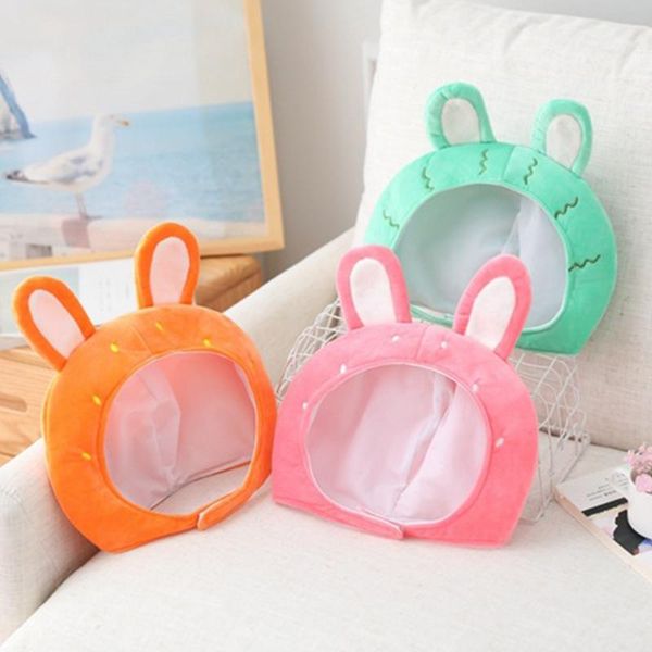 cartoon fruit plush hat ears stuffed toy headgear cap party props k9fe, Blue;gray