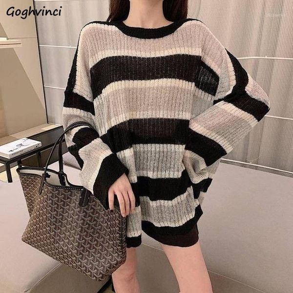 pullovers women striped o-neck oversize large size 3xl thin harajuku fashion elegant korean knitted female chic outwear daily bf1, White;black
pullovers women striped o-neck oversize large size 3xl thin harajuku fashion elegant korean knitted female chic outwear daily bf1, White;black