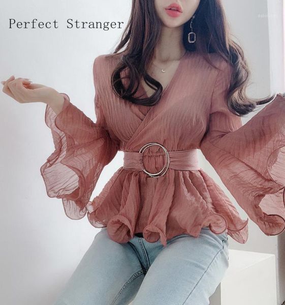 2020 summer new arrival elegant v collar pleated flare sleeve collect waist woman chiffon blouse1, White
2020 summer new arrival elegant v collar pleated flare sleeve collect waist woman chiffon blouse1, White