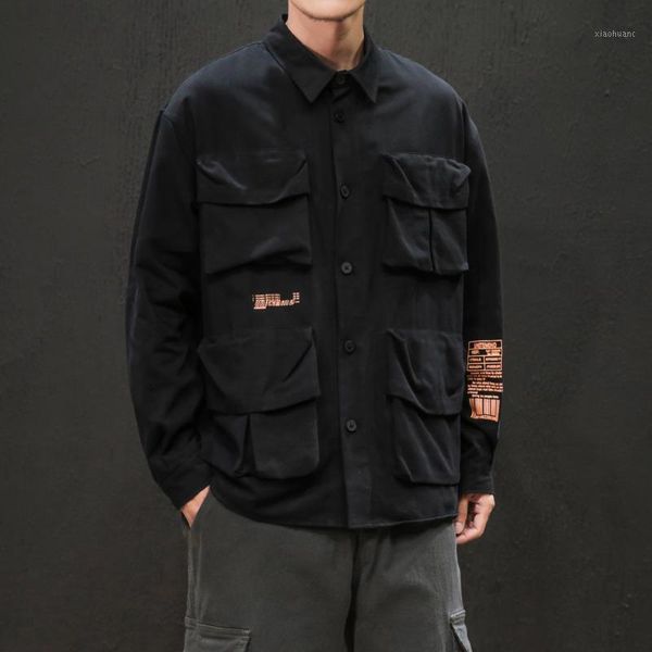 2019 uyuk's new fall/winter japanese baggy, long-sleeved, lapel, multi-pocket, solid-color printed shirt man homme cotton1, White;black
2019 uyuk's new fall/winter japanese baggy, long-sleeved, lapel, multi-pocket, solid-color printed shirt man homme cotton1, White;black
