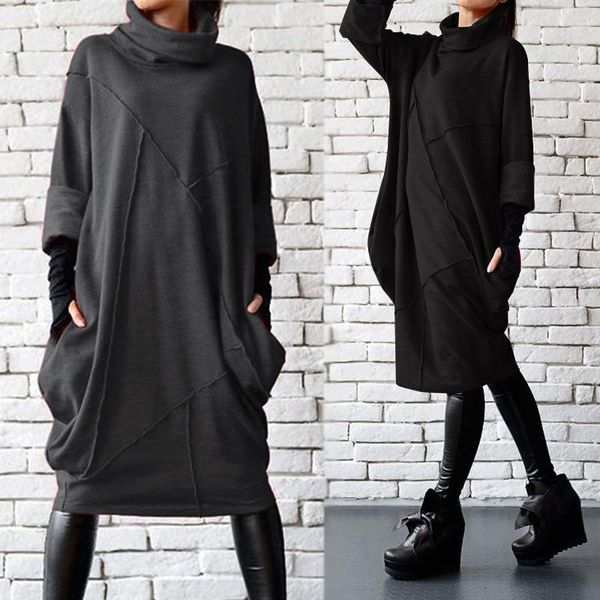 vintage solid sweatshirt vestidos women's autumn hoodies zanzea 2020 casual long sleeve pullovers female solid turtleneck robe, Black
vintage solid sweatshirt vestidos women's autumn hoodies zanzea 2020 casual long sleeve pullovers female solid turtleneck robe, Black