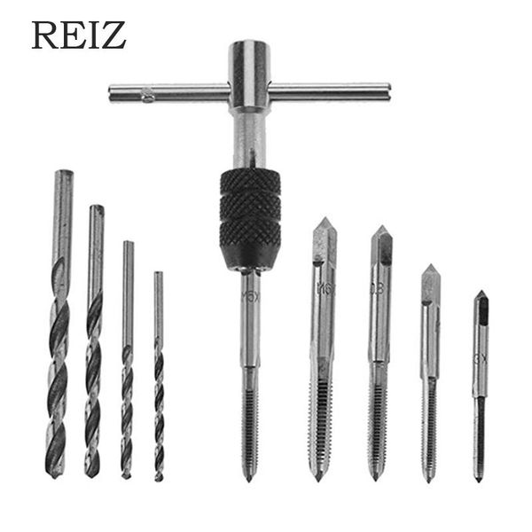 reiz 9pcs/set t-handle ratchet tap wrench with m3-m6 machine screw thread metric plug tap machinist tool twist drill bits
reiz 9pcs/set t-handle ratchet tap wrench with m3-m6 machine screw thread metric plug tap machinist tool twist drill bits