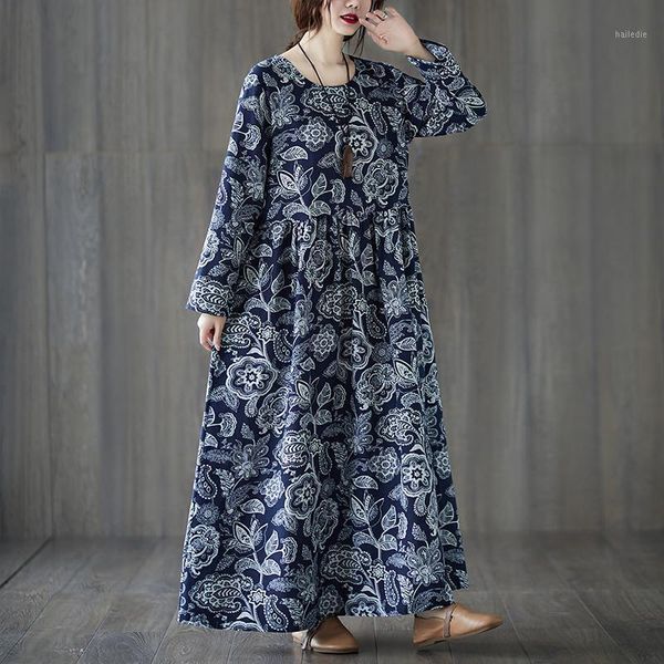 chinese style print floral vintage dress long sleeve autumn dress cotton linen plus size long maxi women casual1, Black;gray
chinese style print floral vintage dress long sleeve autumn dress cotton linen plus size long maxi women casual1, Black;gray
