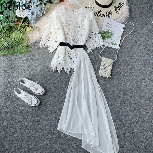 neploe white irregular women blouse fashion patchwork hollow out lace blusas belted elegant office lady long blouses t200321
neploe white irregular women blouse fashion patchwork hollow out lace blusas belted elegant office lady long blouses t200321
