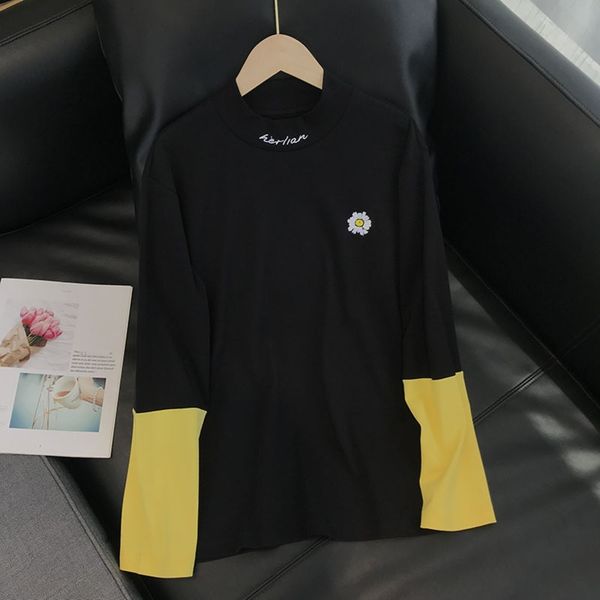 my1061 boutique yuan single small daisy embroidery letter half high collar splicing long embroidery embroiderysleeve t super fire color cont, White
my1061 boutique yuan single small daisy embroidery letter half high collar splicing long embroidery embroiderysleeve t super fire color cont, White