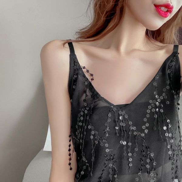 fashion sleeveless sparkling sequined sling 2019 women slim v neck camis vest women summer casual camisole1, White
fashion sleeveless sparkling sequined sling 2019 women slim v neck camis vest women summer casual camisole1, White
