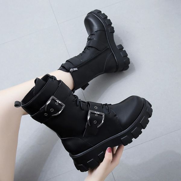2020 winter autumn women chunky boots double buckle motorcyle boots punk lace up mid calf boot platform black botas mujer 8697n #0v0n
2020 winter autumn women chunky boots double buckle motorcyle boots punk lace up mid calf boot platform black botas mujer 8697n #0v0n