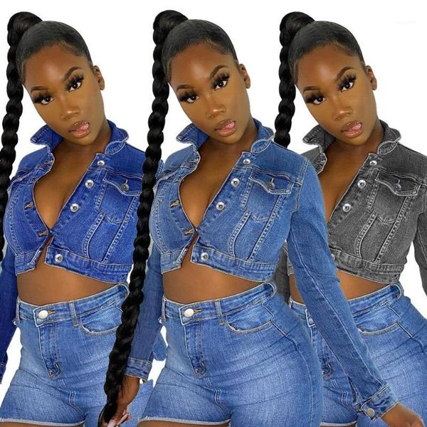fashion girls short denim jackets 2021 smart single-breasted long sleeves turn down neck women casual short jackets high1, Black;brown
fashion girls short denim jackets 2021 smart single-breasted long sleeves turn down neck women casual short jackets high1, Black;brown