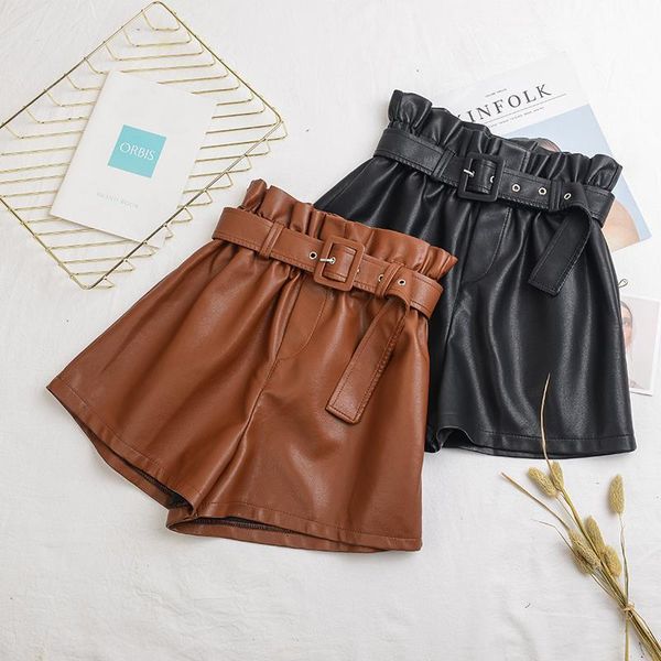 new women black pu leather high waist with belt wide leg faux leather shorts winter loose pu shorts plus size, White;black
new women black pu leather high waist with belt wide leg faux leather shorts winter loose pu shorts plus size, White;black