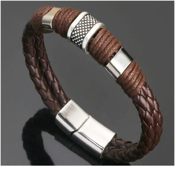 stainless steel charm bracelet braided black brown genuine leather bracelet for men's hand wristband sqcqqs, Golden;silver
stainless steel charm bracelet braided black brown genuine leather bracelet for men's hand wristband sqcqqs, Golden;silver