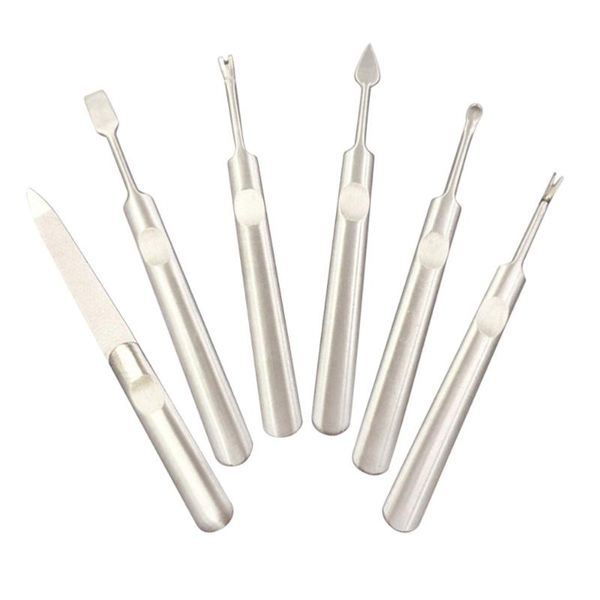 1 set 6pcs nail file nail push stainless steel earpicks earring picking tool dead skin fork (silver)
1 set 6pcs nail file nail push stainless steel earpicks earring picking tool dead skin fork (silver)