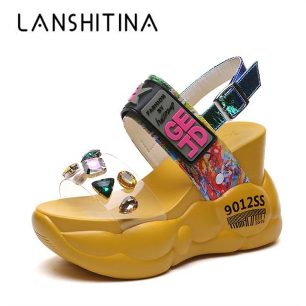 platform sandals women summer rhinestone high heel sandals 11cm wedge heels beach sneakers crystal thick bottom sillpers y200405, Black
platform sandals women summer rhinestone high heel sandals 11cm wedge heels beach sneakers crystal thick bottom sillpers y200405, Black