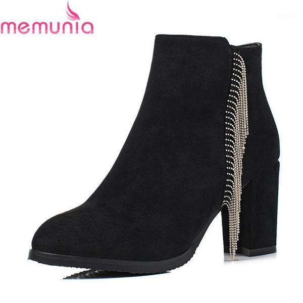 memunia new 2020 arrival ankle boots solid round toe suede leather boots with fringe thick heels women's party shoes1, Black
memunia new 2020 arrival ankle boots solid round toe suede leather boots with fringe thick heels women's party shoes1, Black