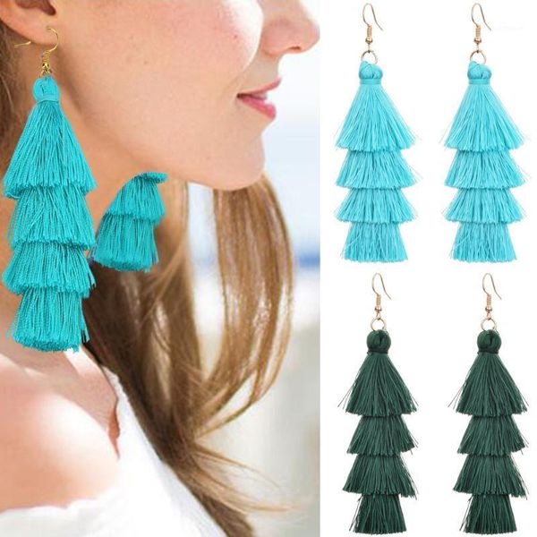 bohemian long tassel dangle earrings alloy hook black pink silk fabric multilayer drop earrings for women party jewelry brincos1, Silver
bohemian long tassel dangle earrings alloy hook black pink silk fabric multilayer drop earrings for women party jewelry brincos1, Silver