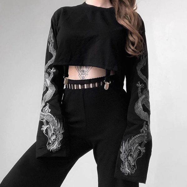 2020 gothic women's sweatshirt dragon shirt print long sleeve high neck o'hip t-shirt wide autumn clothing, Blue;black
2020 gothic women's sweatshirt dragon shirt print long sleeve high neck o'hip t-shirt wide autumn clothing, Blue;black