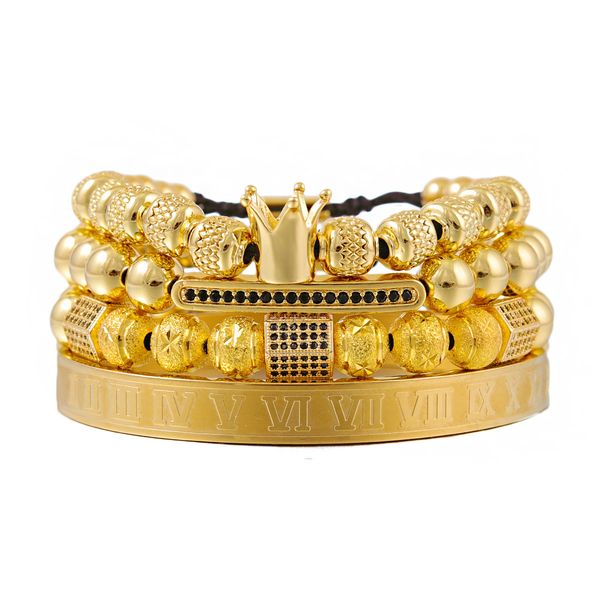 4pcs/set luxury men bracelet stainless steel bangle king crown cz charms pattern beads men's bracelets & bangles for men jewelry 200928, Black
4pcs/set luxury men bracelet stainless steel bangle king crown cz charms pattern beads men's bracelets & bangles for men jewelry 200928, Black