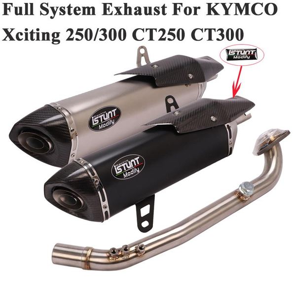 motorcycle exhaust system full for kymco xciting 250 300 ct250 ct300 modify slip on front mid link pipe carbon muffler db killer
motorcycle exhaust system full for kymco xciting 250 300 ct250 ct300 modify slip on front mid link pipe carbon muffler db killer