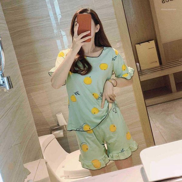 women's sleepwear summer 2 pcs pajamas set 2021 letter fruit print suit loose short sleeve round neck women's home wear1, Black;red
women's sleepwear summer 2 pcs pajamas set 2021 letter fruit print suit loose short sleeve round neck women's home wear1, Black;red