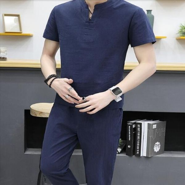 summer comfortable v neck solid cotton linen retro short sleeve loose fit fashion clothes sets slim fit trouser for men sets 1004, Gray
summer comfortable v neck solid cotton linen retro short sleeve loose fit fashion clothes sets slim fit trouser for men sets 1004, Gray