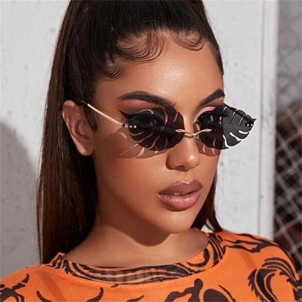 sunglasses fashion women men shades 2021 trend brand designer black green oceans lens rimless leaf glasses christmas decoration, White;black
sunglasses fashion women men shades 2021 trend brand designer black green oceans lens rimless leaf glasses christmas decoration, White;black