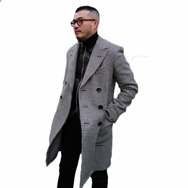 men's wool & blends plaid winter streetwear overcoat warm woolen thick singal breasted loose mid-length casual trench coat male jacket, Black
men's wool & blends plaid winter streetwear overcoat warm woolen thick singal breasted loose mid-length casual trench coat male jacket, Black