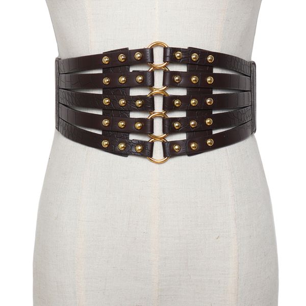 new women metal elastic wide belt hollow leather girl silver circle lady multilayer belts vintage leather strap buckle belt, Black;brown
new women metal elastic wide belt hollow leather girl silver circle lady multilayer belts vintage leather strap buckle belt, Black;brown