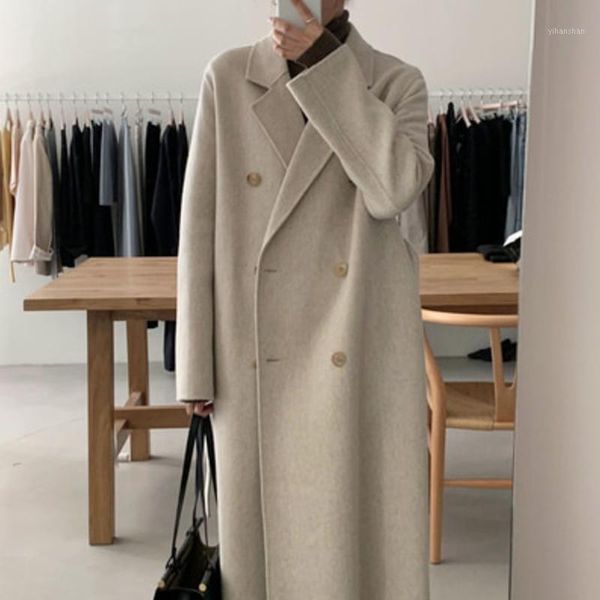 autumn winter women coat vintage loose casual solid double-breasted pockets woolen outwear sashes calf -length jacket1, Black
autumn winter women coat vintage loose casual solid double-breasted pockets woolen outwear sashes calf -length jacket1, Black