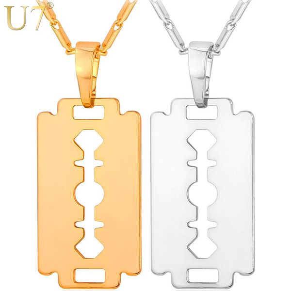 u7 razor blade necklace men jewelry trendy silver/gold/black color pendant & chain fathers day gifts for dad p559
u7 razor blade necklace men jewelry trendy silver/gold/black color pendant & chain fathers day gifts for dad p559
