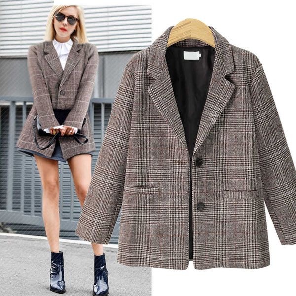 autumn winter fashion plaid blazers women single breasted female outerwear ladies jackets blazer feminino t200817, White;black
autumn winter fashion plaid blazers women single breasted female outerwear ladies jackets blazer feminino t200817, White;black