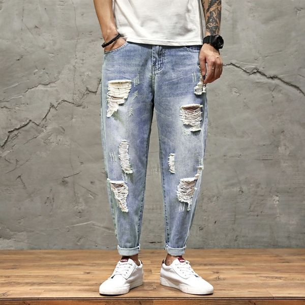 mh1fg trn56 jeans loose large korean pants 2019 men's wear harem trend capris ripped and jeans straight thin men's, Blue
mh1fg trn56 jeans loose large korean pants 2019 men's wear harem trend capris ripped and jeans straight thin men's, Blue