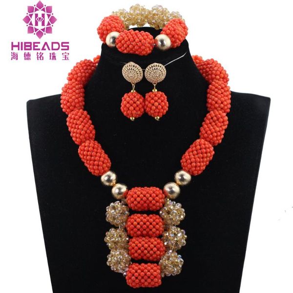 chunky bib african wedding nigerian coral beads jewelry set bridesmaid gift evening party coral jewelry sets women cnr804, Silver