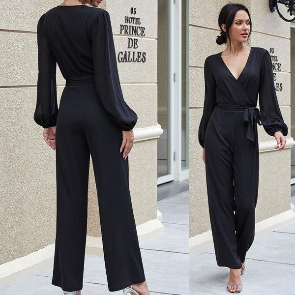 women jumpsuit autumn vintage ladies long sleeve v-neck black jumpsuit elegant female streetwear fashion romper, Black;white
women jumpsuit autumn vintage ladies long sleeve v-neck black jumpsuit elegant female streetwear fashion romper, Black;white