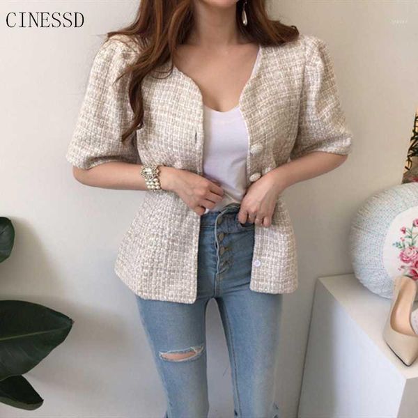 2020 korean v neck palid tweed jacket women casual bubble sleeve single breasted office ladies summer short coat new arrival1, Black;brown
2020 korean v neck palid tweed jacket women casual bubble sleeve single breasted office ladies summer short coat new arrival1, Black;brown