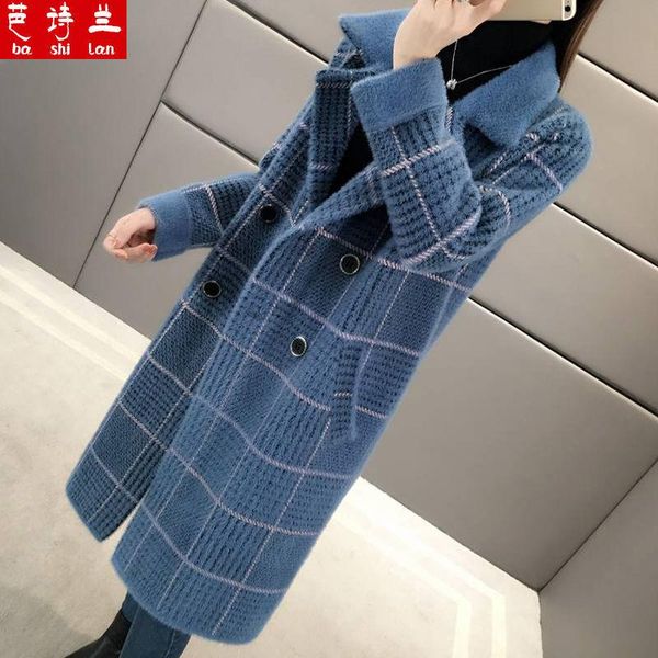 coat women's coat cardigan medium length wear thickened loose lmitation plaid coats woman winter 2020, Black
coat women's coat cardigan medium length wear thickened loose lmitation plaid coats woman winter 2020, Black