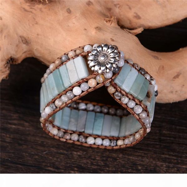 bohemia bracelet amazonite single vintage leather wrap bracelet semi precious stone beaded cuff bracelet women's gift mx190727, Golden;silver
bohemia bracelet amazonite single vintage leather wrap bracelet semi precious stone beaded cuff bracelet women's gift mx190727, Golden;silver